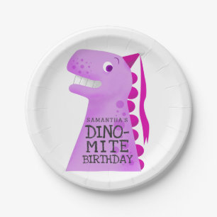 Princess Dinosaur Girls Birthday Party Paper Plate