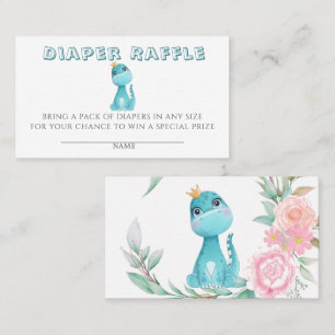 Princess Dinosaur Peony Diaper Raffle Baby Shower  Business Card