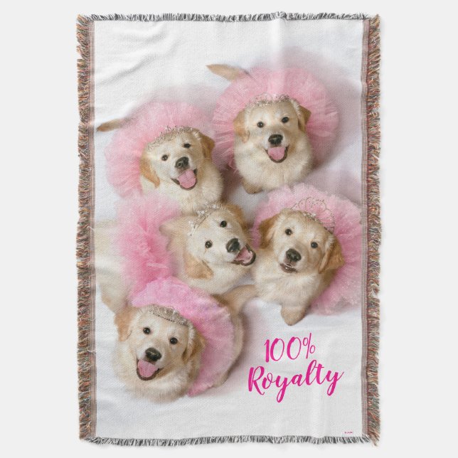 Princess Dogs in Tiaras Throw Blanket (Front Vertical)
