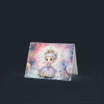 Princess Dreams Birthday Card<br><div class="desc">Celebrate your little princess's special day with our "Princess Dreams Birthday Card"! This enchanting card features an adorable young princess in a beautiful purple dress, complete with a golden crown, surrounded by twinkling stars and colourful confetti. The dreamy and magical background creates a perfect setting for any princess-themed celebration. The...</div>