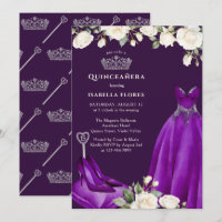 Princess Dress and Roses Purple Quinceanera
