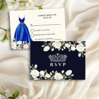Princess Dress and Roses Royal Blue Quinceanera