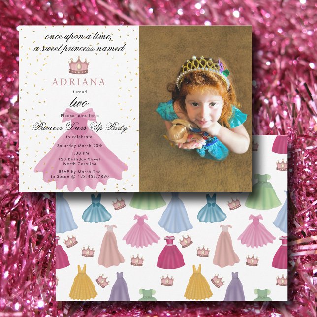 Princess Dress Fairytale Custom Photo Birthday Invitation (Princess Dress Fairytale Custom Photo Birthday Invitation)
