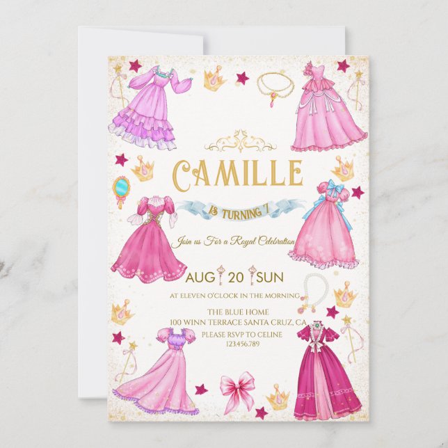  princess dress  Girl birthday Party Invitation (Front)