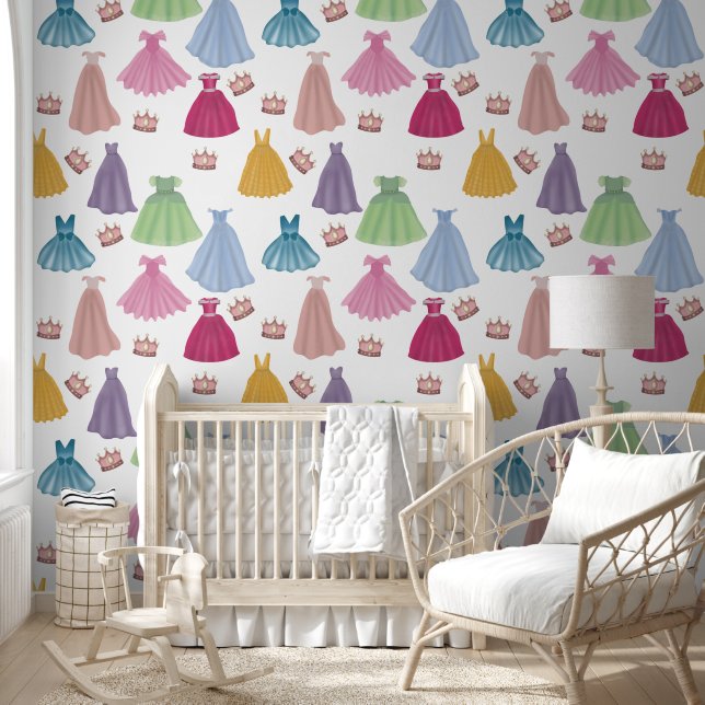 Princess Dresses Fairytale Girl Nursery Bedroom Wallpaper (Kids)