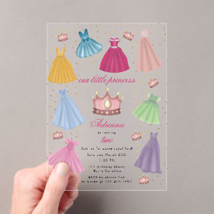 Princess Dresses Fairytale Little Girl Birthday Acrylic Invitations