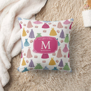Princess Dresses Fairytale Little Girl Monogram Cushion