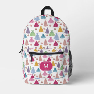 Princess Dresses Fairytale Little Girl Monogram Printed Backpack