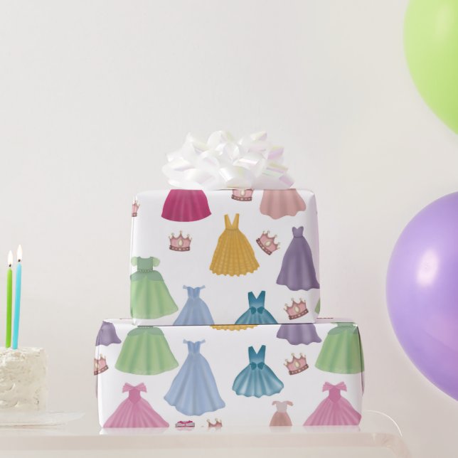 Princess Dresses Fairytale Little Girl Pattern Wrapping Paper (Party Gifts)