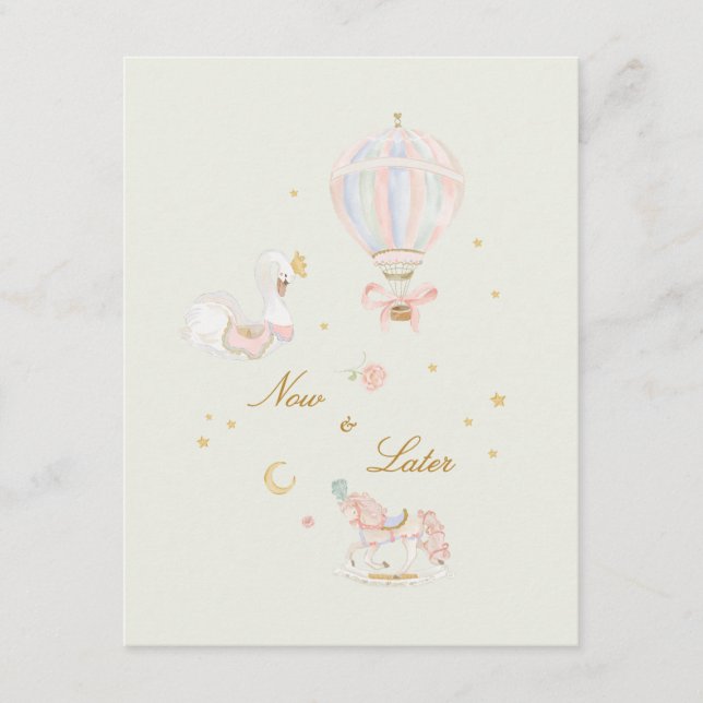 princess elegant girl pink baby shower keepsake enclosure card (Front)