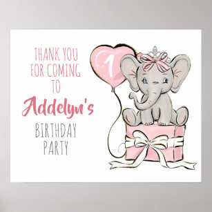 Pink White Gray Princess Elephant New Baby Wrapping Paper