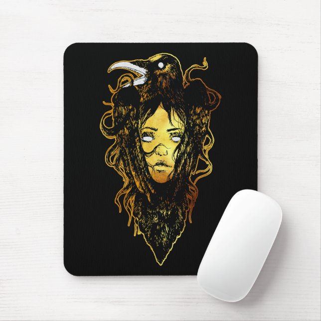 Princess Embraced by a Crow Mouse Mat (With Mouse)