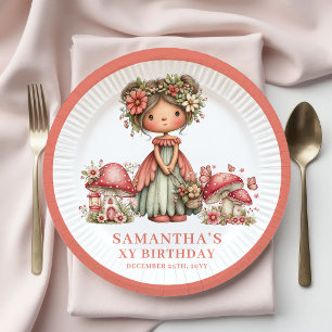 Princess Fairy 4th Birthday Pink Floral Paper   Plate