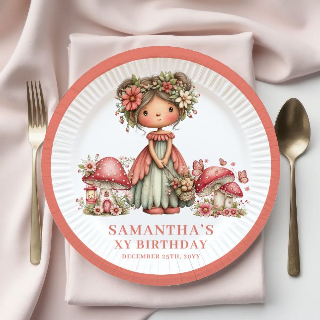 Princess Fairy 4th Birthday Pink Floral Paper   Plate (Princess Fairy 4th Birthday Pink Floral Paper Plates)