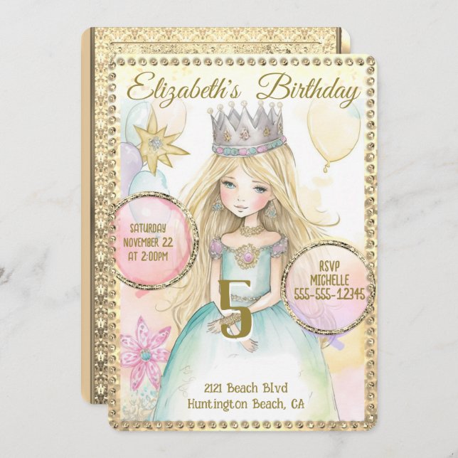 Princess Fairy Birthday Party Invitation (Front/Back)
