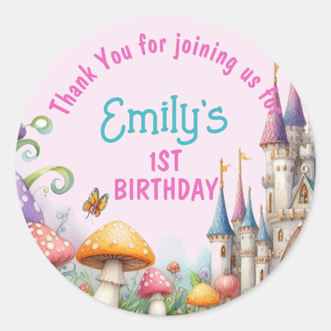 Princess Fairy Daughter Birthday Fairycore Favours Classic Round Sticker (Front)