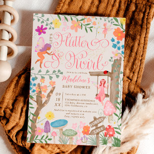 Princess fairy mushrooms flowers chic baby shower invitation