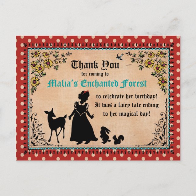 Princess Fairy Tale Thank You Postcard (Front)