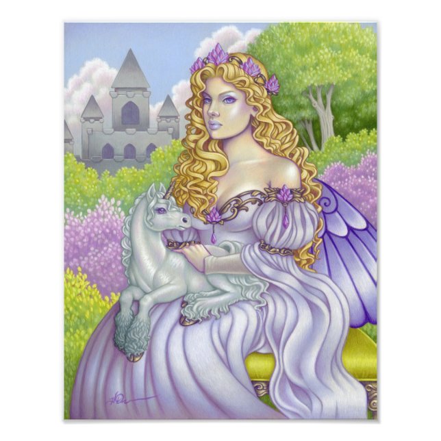 Princess fairy unicorn castle fantasy art photo print (Front)