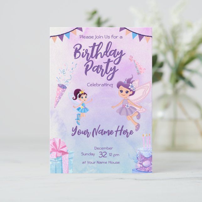 Princess Fairytale Birthday Card Invitations (Standing Front)
