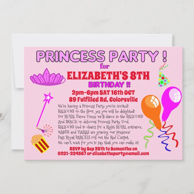 PRINCESS fairytale birthday Invitation (Front)