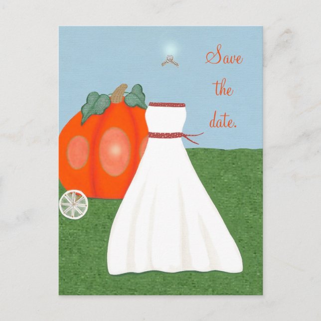 Princess FairyTale Pumpkin Carriage Save the date Announcement Postcard (Front)