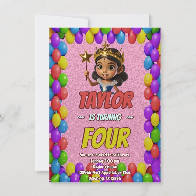 Princess Fairytale Royal Pretty Birthday Invite (Front)
