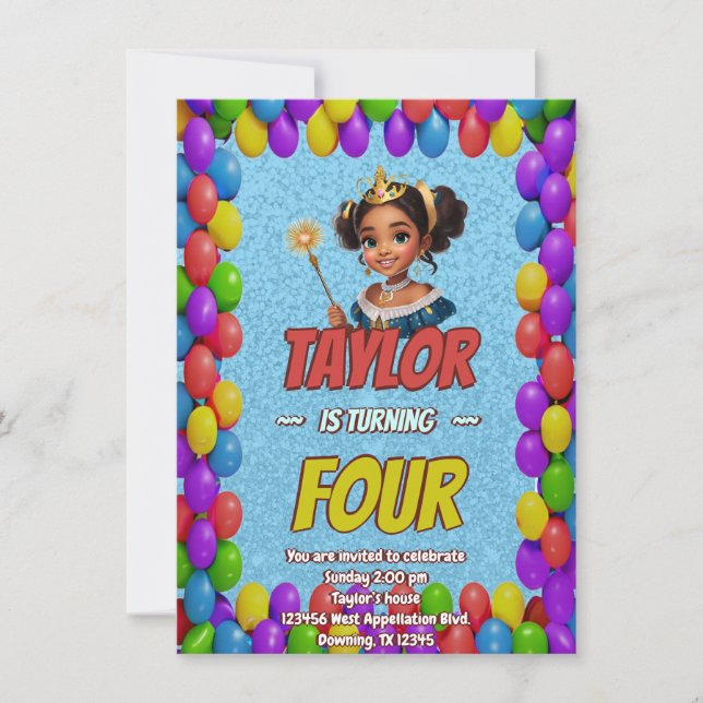 Princess Fairytale Royal Pretty Birthday Invite (Front)