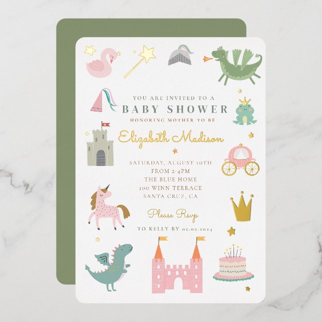 Princess fairytale unicorn Baby Shower (Front/Back)