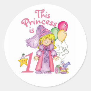 Princess First Birthday Classic Round Sticker