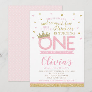 Princess First Birthday Invitation