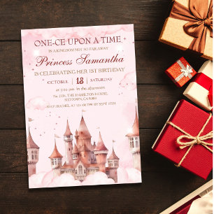 Princess First Birthday magical fairy tale castle Invitation