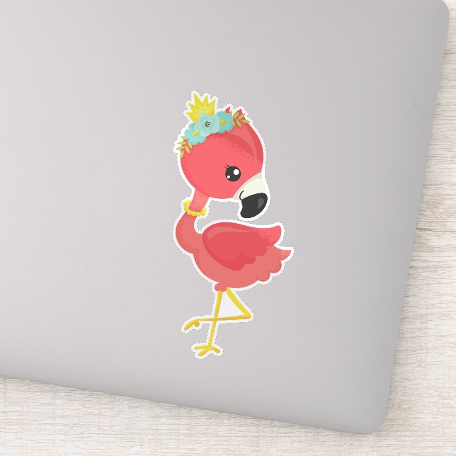 Princess Flamingo, Flowers, Crown, Cute Flamingo (Detail)