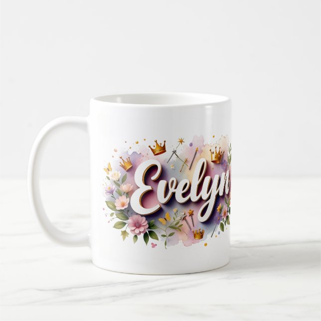 Princess Floral Custom Mug – Personalised Name (Left)