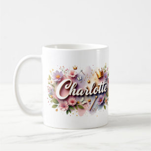 Princess Floral Custom Mug – Personalised Name