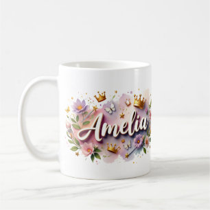Princess Floral Custom Mug – Personalized Name