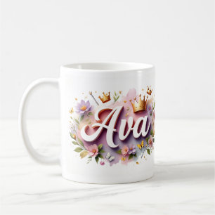 Princess Floral Custom Mug – Personalized Name