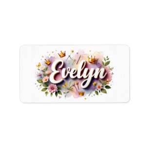 Princess Floral Name Labels – Personalised Sticker