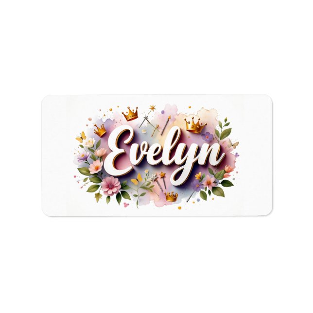 Princess Floral Name Labels – Personalised Sticker (Front)