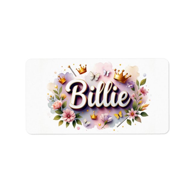 Princess Floral Name Labels – Personalised Sticker (Front)
