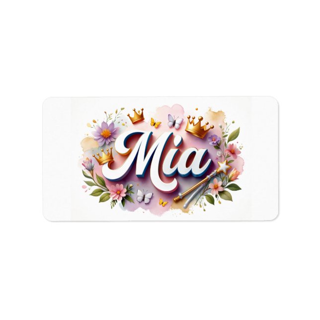 Princess Floral Name Labels – Personalised Sticker (Front)
