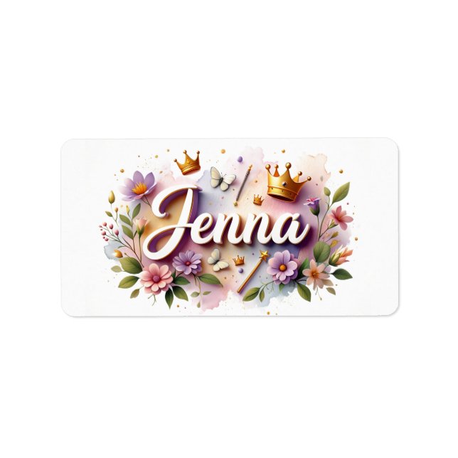 Princess Floral Name Labels – Personalised Sticker (Front)