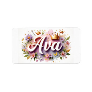 Princess Floral Name Labels – Personalized Sticker