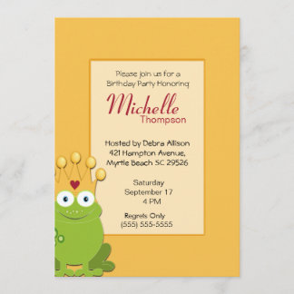 Princess Frog  Birthday Invitations