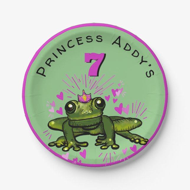 Princess Frog Birthday  Paper Plate (Front)