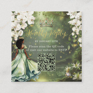 Princess & Frog Green Dress Sweet 16 Quince XV QR Enclosure Card