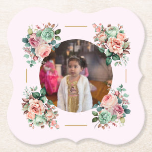 Princess Garden Tea Party Birthday Paper Coaster