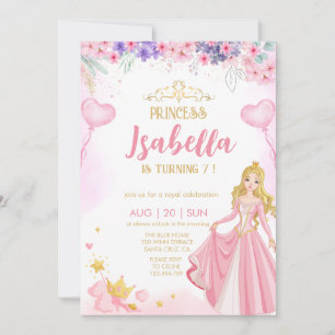  princess  Girl birthday Invitation