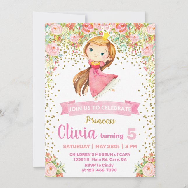 Princess girl birthday party invitation, invite. invitation (Front)