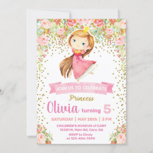 Princess girl birthday party invitation, invite. invitation